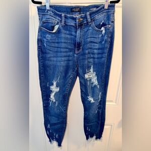 Judy Blue Distressed Skinny Jeans - Blue